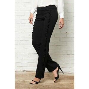 David Lerner Straight Leg Ruffle Dress Pants